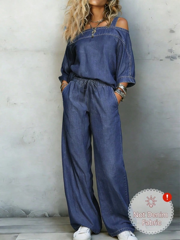 Women Denim‑Look 2 Piece Outfi - огляд і ціна Pocket Square Set